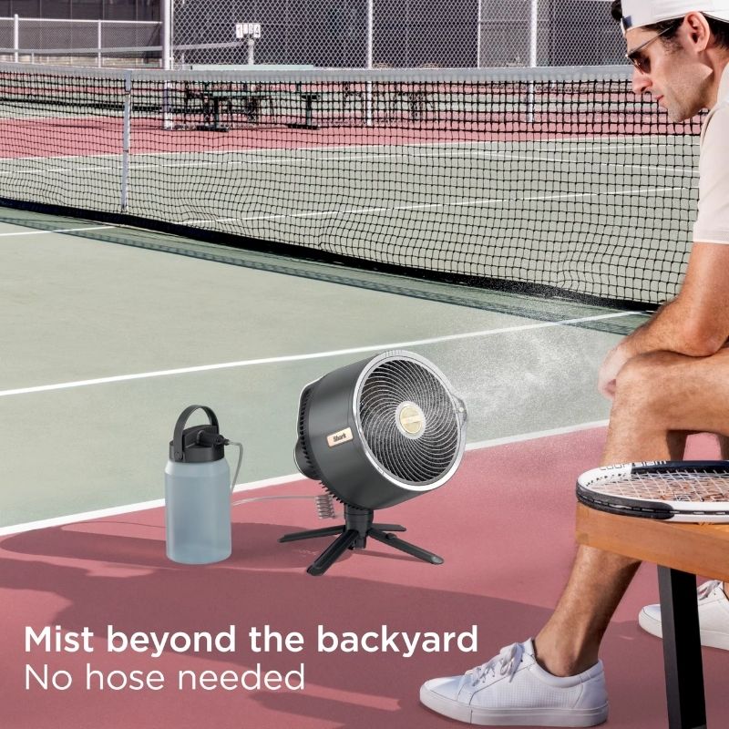 FlexBreeze Pro Mist Fan being used cordless at a campsite