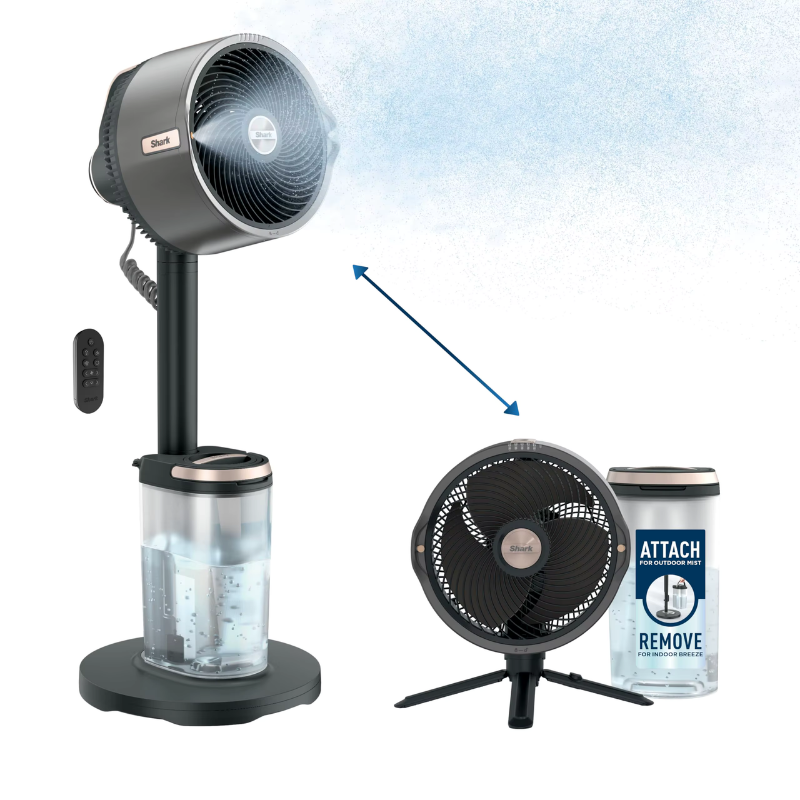 FlexBreeze Pro Mist Fan in Charcoal Grey on a transparent background