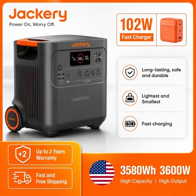 Jackery HomePower 3600 Plus setup next to camp table
